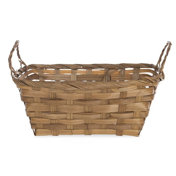 Rectangular Bamboo Utility Basket with Ear Handles 8 in. (LGHT Brown)