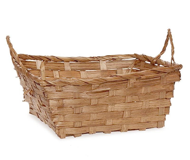 Square Bamboo Utility Basket with Ear Handles 9 inches