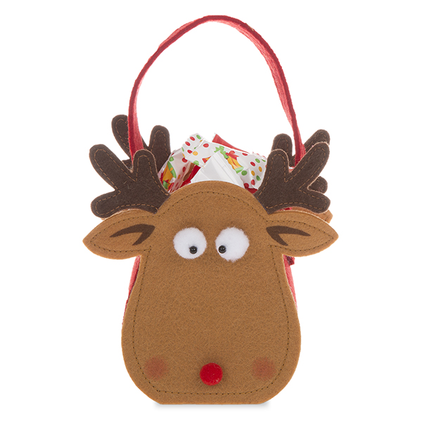 Felt Holiday Reindeer Mini Handle Basket 4 inches